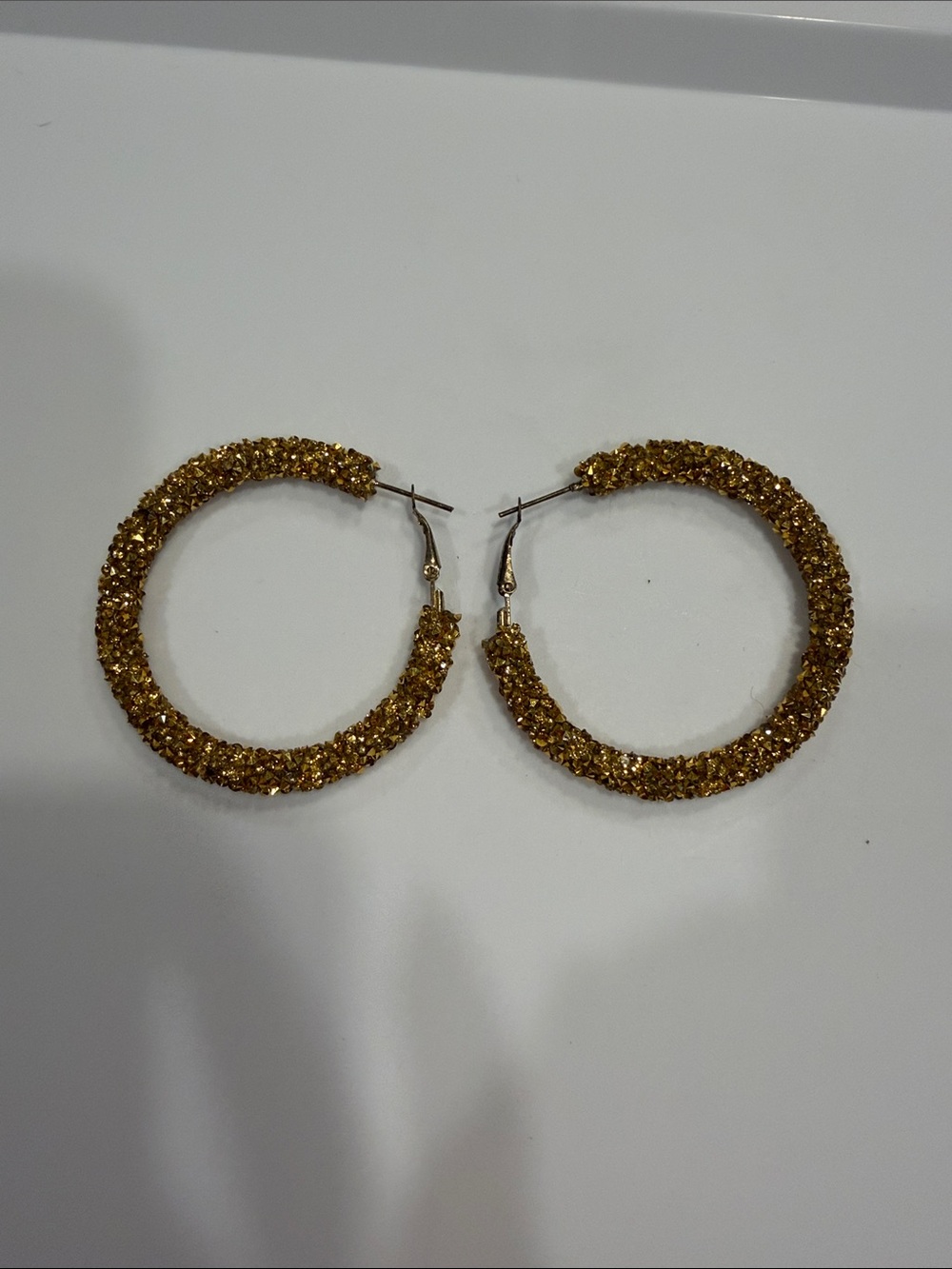 Gold Glitter Hoop Earrings - Women Jewelry